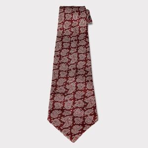 Vintage Men's Neck Tie Burgundy with White Paisley RN33585